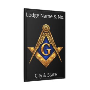 masonic square and compasses matte canvas framed | personalized lodge name