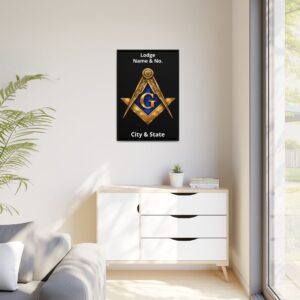 masonic square and compasses matte canvas framed | personalized lodge name
