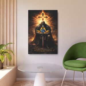 in hoc signo vinces masonic metal sign | knight templar wall art | freemason lodge decor | square & compass metal sign | freemason gift