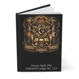 personalized masonic emblem entered passed raised hardcover journal | freemasonry symbol notebook