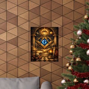 all seeing eye masonic poster wall art | freemason wall art | square and compass decor | masonic lodge office sign | freemason gift