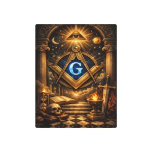 all seeing eye masonic metal sign | square compass lodge decor