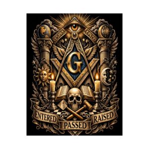 entered passed raised masonic poster wall art | freemason wall art | square and compass decor | masonic lodge office sign | freemason gift