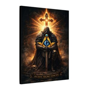 in hoc signo vinces masonic canvas wall art | freemason wall art | knight templar decor | square & compass lodge decor | freemason gift