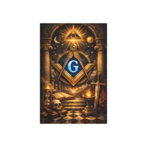 all seeing eye masonic metal sign | square compass lodge decor