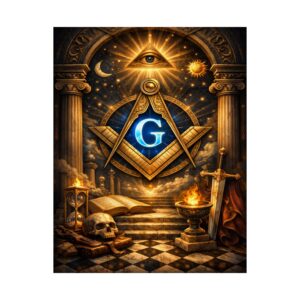 all seeing eye masonic poster wall art | freemason wall art | square and compass decor | masonic lodge office sign | freemason gift