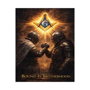 bound by brotherhood masonic poster wall art | freemason wall art | square and compass decor | masonic lodge office sign | freemason gift
