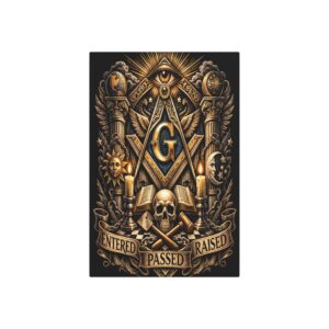 entered passed raised masonic metal sign | square compass lodge decor