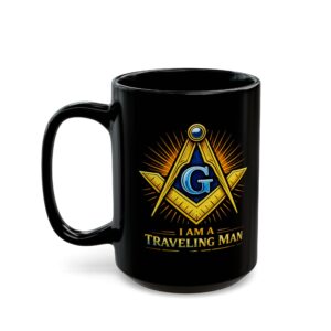 personalized traveling man masonic mug | custom freemason coffee mug | square & compass mason mug | personalized lodge brother gift
