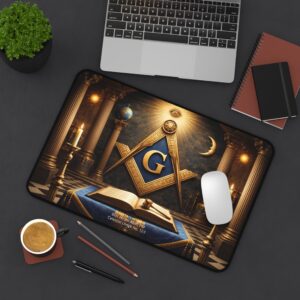 personalized masonic square and compass desk mat | freemasonry symbol mousepad