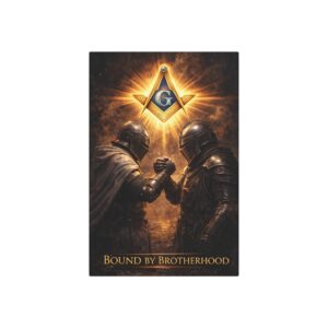 bound by brotherhood masonic metal sign | square compass lodge decor