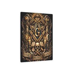 entered passed raised masonic metal sign | square compass lodge decor