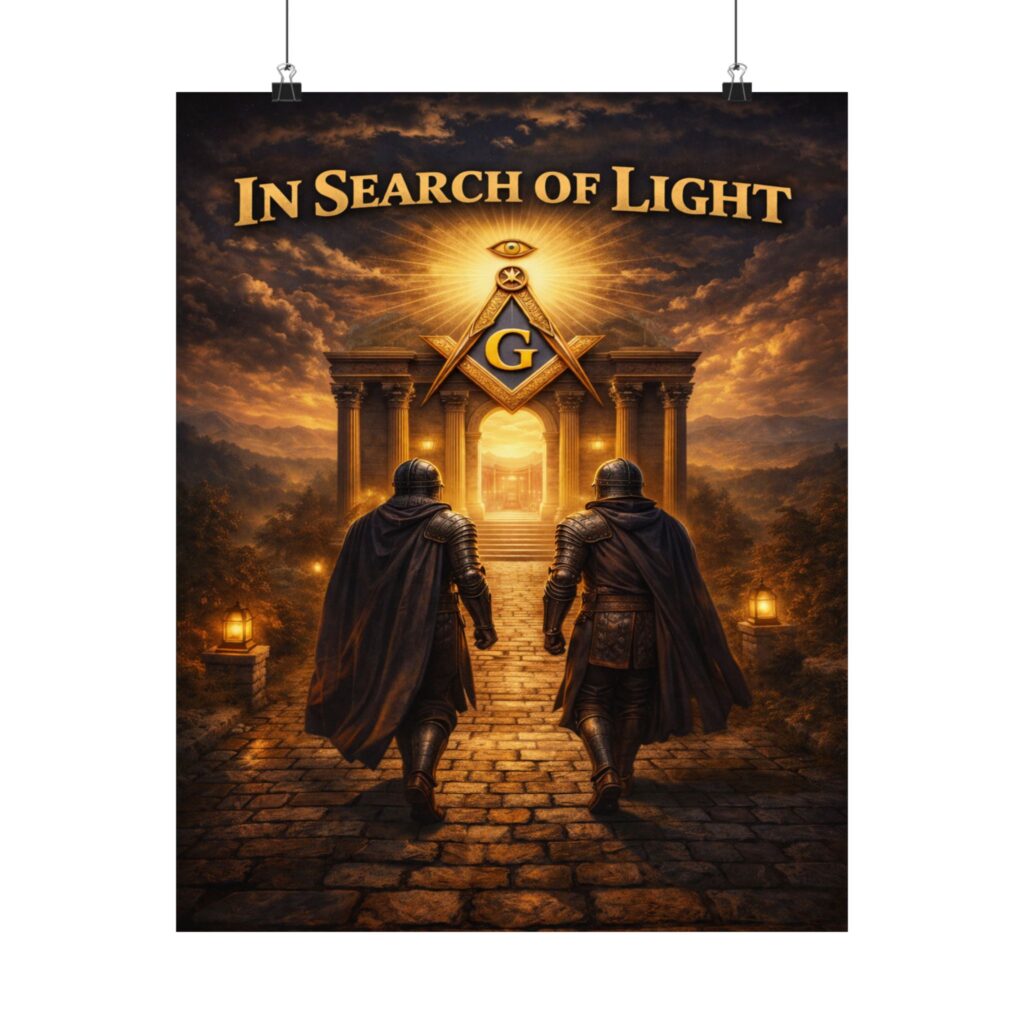 in search of light masonic poster wall art | freemason wall art | square and compass decor | masonic lodge office sign | freemason gift
