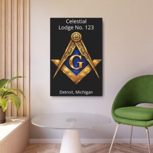 personalized masonic lodge metal sign | custom lodge name number city state | freemason gift | lodge decor | square compass wall art | 24x36