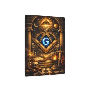 all seeing eye masonic metal sign | square compass lodge decor