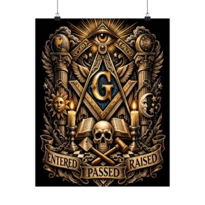 entered passed raised masonic poster wall art | freemason wall art | square and compass decor | masonic lodge office sign | freemason gift