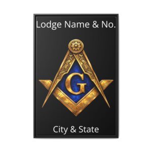 masonic square and compasses matte canvas framed | personalized lodge name