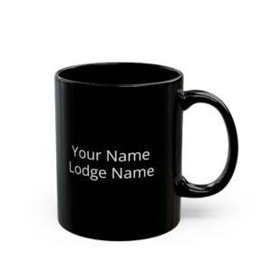 personalized freemason emblem | black ceramic coffee mug