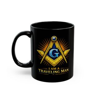 personalized traveling man masonic mug | custom freemason coffee mug | square & compass mason mug | personalized lodge brother gift
