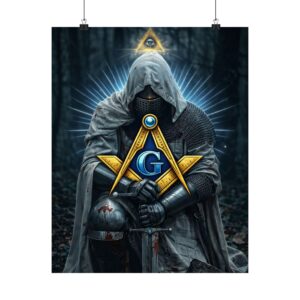 kneeling knight masonic poster wall art | freemason wall art | square and compass decor | masonic lodge office sign | freemason gift