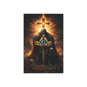 in hoc signo vinces masonic metal sign | knight templar wall art | freemason lodge decor | square & compass metal sign | freemason gift