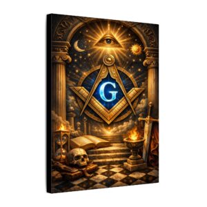all seeing eye canvas wall art | knight templar decor | lodge decor | freemason gift