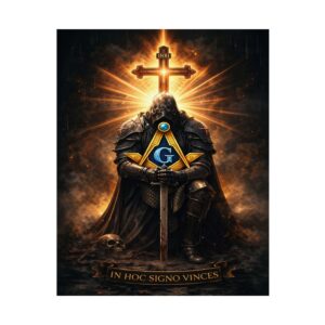 in hoc signo vinces masonic poster wall art | freemason wall art | square and compass decor | masonic lodge office sign | freemason gift