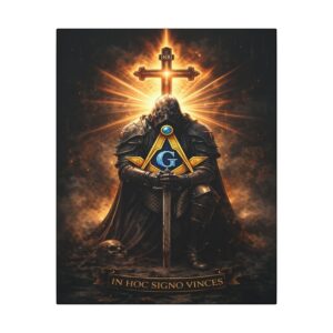 in hoc signo vinces masonic canvas wall art | freemason wall art | knight templar decor | square & compass lodge decor | freemason gift