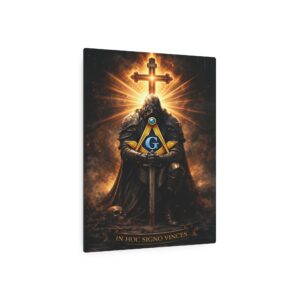 in hoc signo vinces masonic metal sign | knight templar wall art | freemason lodge decor | square & compass metal sign | freemason gift