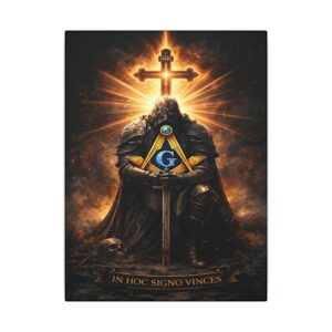 in hoc signo vinces masonic canvas wall art | freemason wall art | knight templar decor | square & compass lodge decor | freemason gift