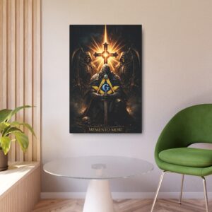 memento mori masonic metal sign | freemason wall art | knight templar decor | square & compass lodge decor | freemason gift