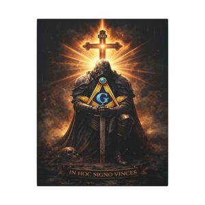 in hoc signo vinces masonic canvas wall art | freemason wall art | knight templar decor | square & compass lodge decor | freemason gift