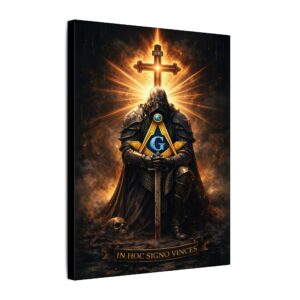 in hoc signo vinces masonic canvas wall art | freemason wall art | knight templar decor | square & compass lodge decor | freemason gift