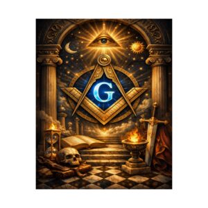 all seeing eye masonic poster wall art | freemason wall art | square and compass decor | masonic lodge office sign | freemason gift