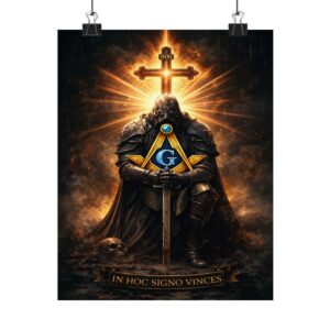 in hoc signo vinces masonic poster wall art | freemason wall art | square and compass decor | masonic lodge office sign | freemason gift