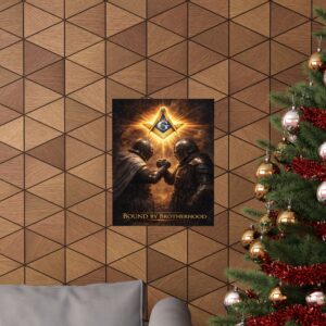 bound by brotherhood masonic poster wall art | freemason wall art | square and compass decor | masonic lodge office sign | freemason gift