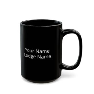 personalized freemason emblem | black ceramic coffee mug