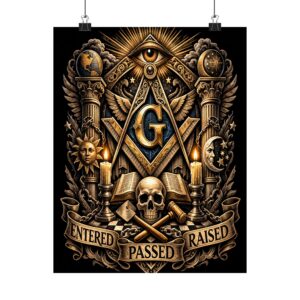 entered passed raised masonic poster wall art | freemason wall art | square and compass decor | masonic lodge office sign | freemason gift