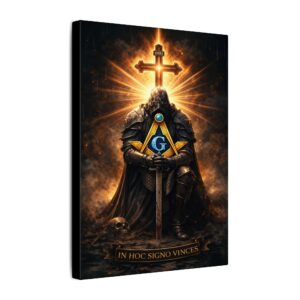 in hoc signo vinces masonic canvas wall art | freemason wall art | knight templar decor | square & compass lodge decor | freemason gift