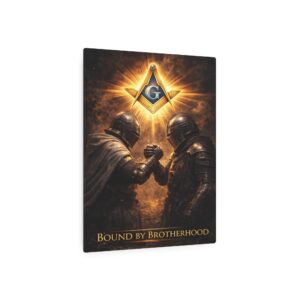 bound by brotherhood masonic metal sign | square compass lodge decor