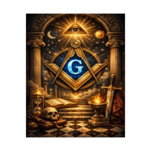 all seeing eye masonic poster wall art | freemason wall art | square and compass decor | masonic lodge office sign | freemason gift