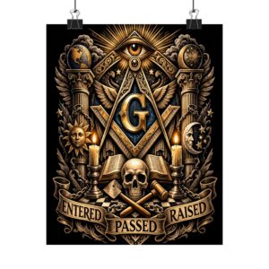 entered passed raised masonic poster wall art | freemason wall art | square and compass decor | masonic lodge office sign | freemason gift