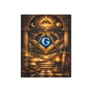 all seeing eye masonic metal sign | square compass lodge decor