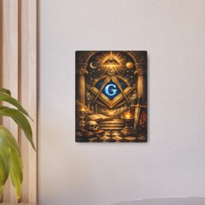 all seeing eye masonic metal sign | square compass lodge decor