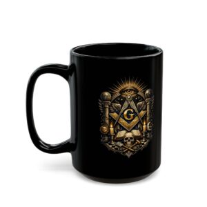 personalized freemason emblem | black ceramic coffee mug