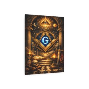all seeing eye masonic metal sign | square compass lodge decor