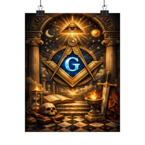 all seeing eye masonic poster wall art | freemason wall art | square and compass decor | masonic lodge office sign | freemason gift