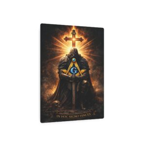 in hoc signo vinces masonic metal sign | knight templar wall art | freemason lodge decor | square & compass metal sign | freemason gift